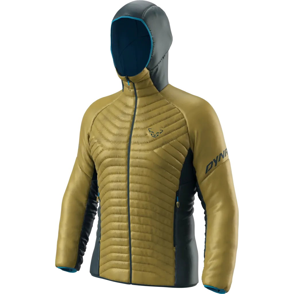 Herren Speed Insulation Kapuzenjacke in Army-Optik. Die Jacke hat abgesteppte Kammern und eine Kapuze in Grau mit blauen Details.