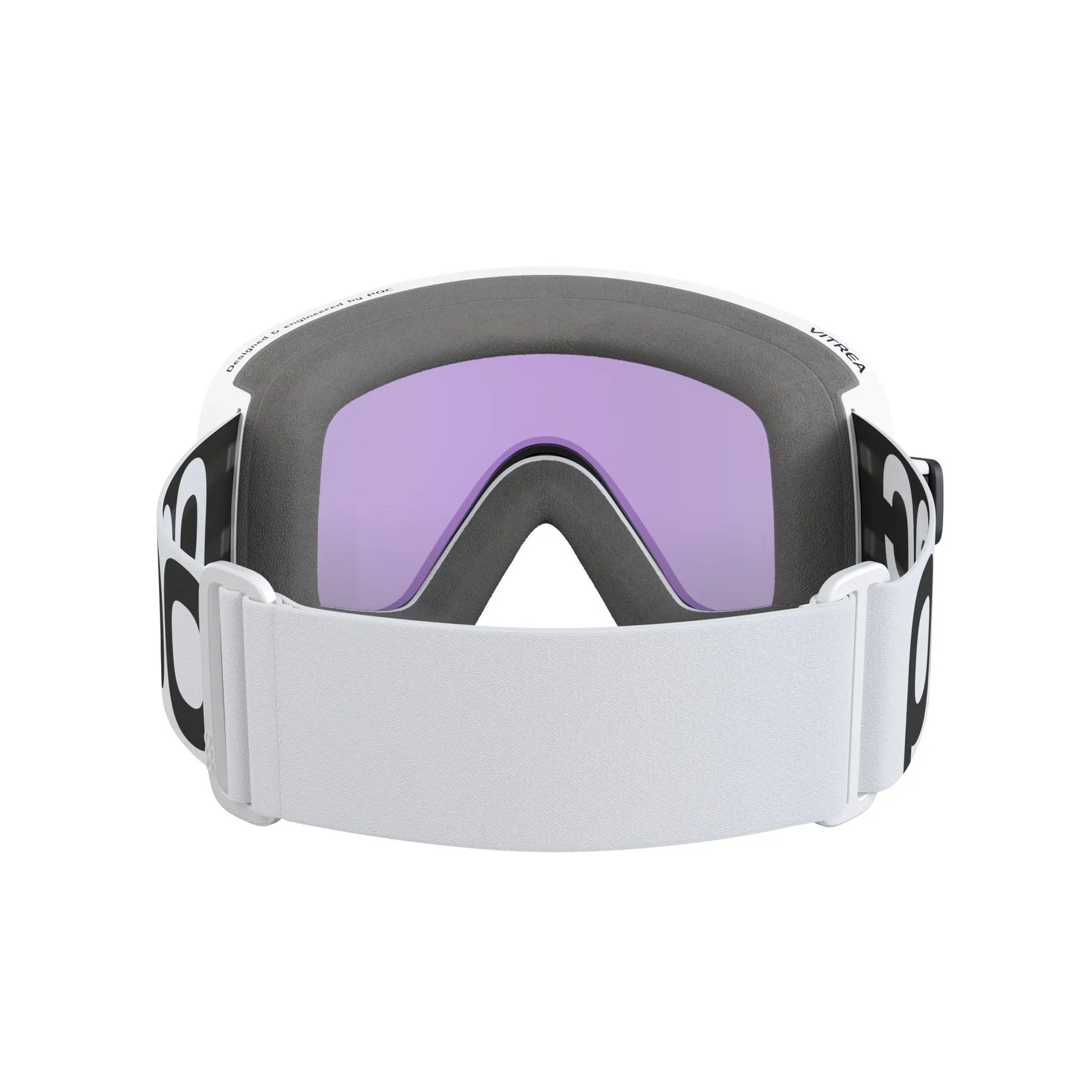 Frontansicht der POC Vitrea Skibrille in Hydrogen White mit Partly Sunny Blue Linse.