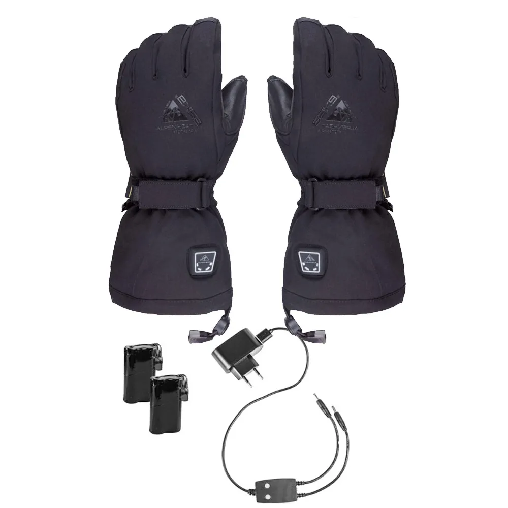 Schwarze Fire Glove Reloaded beheizbare Handschuhe mit Akkus, Ladegerät und Steuerung.