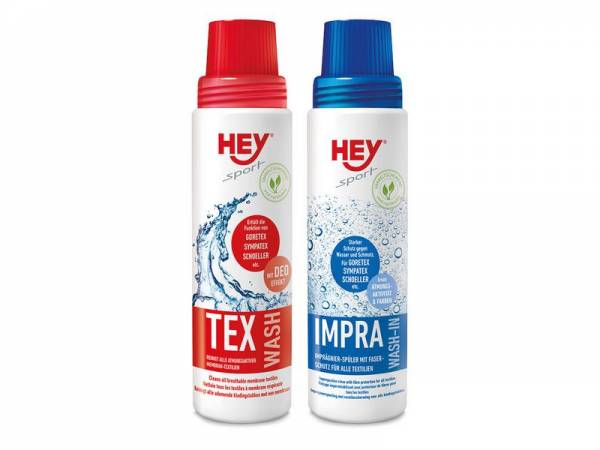 Hey Sport Set Tex Wash + Impra Wash-In 500 ml Waschmittel für Technische bekleidung mit Imrägnierung