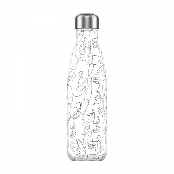 Chillys Trinkflasche Line Art Faces 500ml 5056243501557